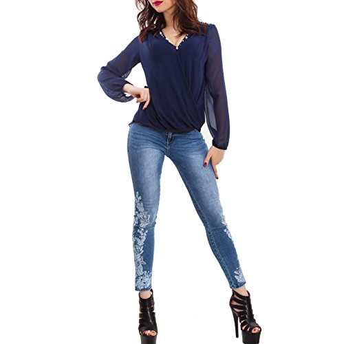 Toocool - Camisas - corte imperio - Manga larga - para mujer turquesa Talla única