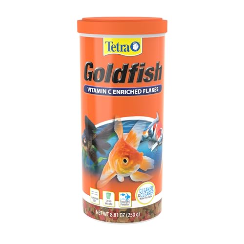 Tetra Goldfish Flakes, Nutritionally Balanced Diet for Aquarium Fish, Vitamin C Enriched Flakes, 8.81 Ounces