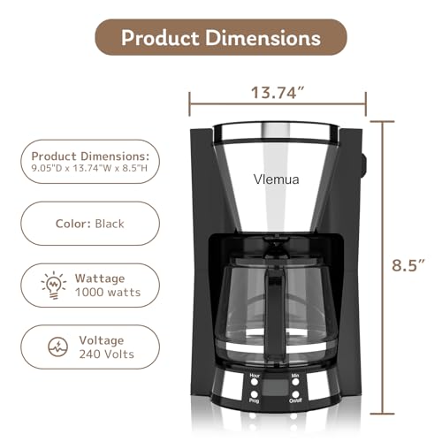 QIAYA Cafeteira elétrica programável com 10 xícaras, cafeteira automática preta com temporizador, de
