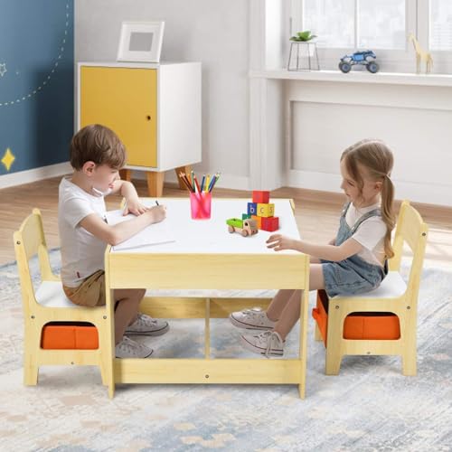 Table enfant avec 2 chaises GOPLUS bureau de dessin réversible
