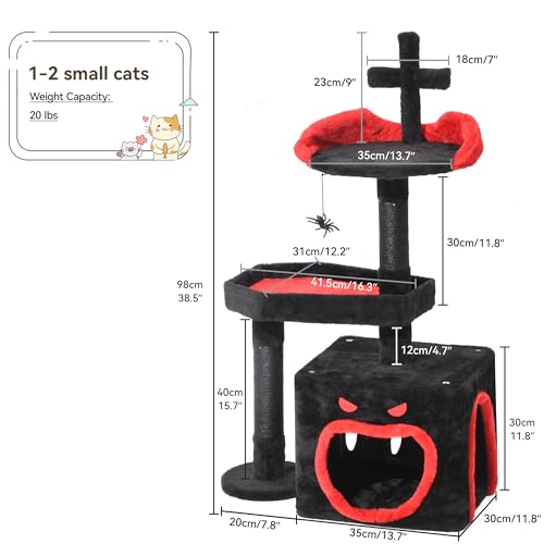 Gótico Torre para Gatos 38.5in Interior con Cama Ataúd miniatura 2