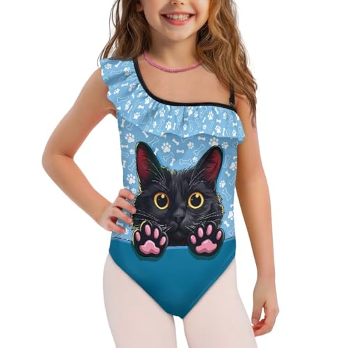 Image of Girls One Piece Swimsuits Size 3-14 Trendy Ruffle Bathing Suit Casual Hawaiian Summer Beach Swimwear