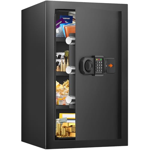 [23.6' Tall] Large Fireproof Safe for Home Use, Digital Home Safes Water and Fireproof with Spare Keys and Alarm System, Anti-Theft Fire Proof Safe for Home Office
