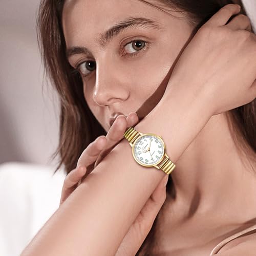 Oidea Women's Stretch Band Watches: Large Face Clear Arabic Numerals Elastic Strap Analog Quartz Wrist Watch Easy Read Luminous Watch Casual Business Dress Ladies Watches Gifts - Image 3