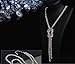 Cathercing Crystal Knot Pendant Long Necklace for Women Sweater Chain Statement Necklace Choker Adjustable Elegant Jewelry Rhinestone Accessories Dressy Collocation Winter Evening Party Wedding