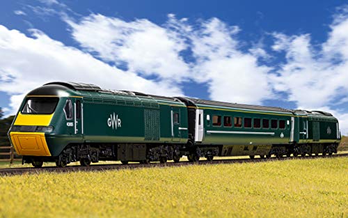 Image of Hornby Train Set - R1230 GWR High Speed Electric 00 Gauge Model Railway | Train Sets, DCC Ready 21 Pin Train Kit, 1:76 Scale Model Train Gifts with Power Cars, Coach, Track, MidiMat and Controller