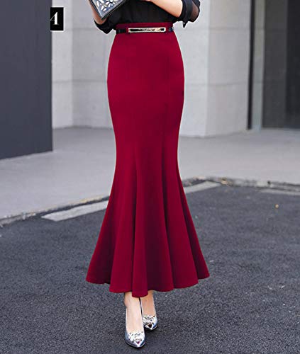 Femiserah Women's Bodycon Stretchy High Waist OL Fishtail Mermaid Long Maxi Skirt2