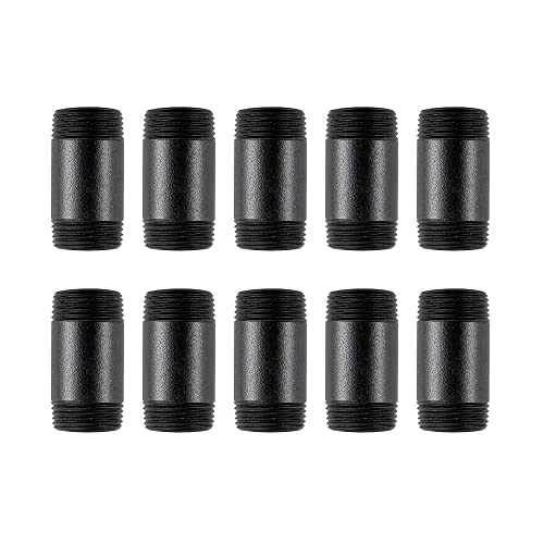 10 PACK 1/2 * 2inch Rustic Industrial Style Coating Black Thread Pipe Nipple for Home Decor (2