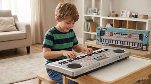Image of Mega Music Station 61 Keys Electronic Keyboard Piano for Kids with MP3, USB Input, LED Display, Built-in Speakers, Demo Songs, Tones & Rhythms | Musical Keyboard for Beginners Boys & Girls