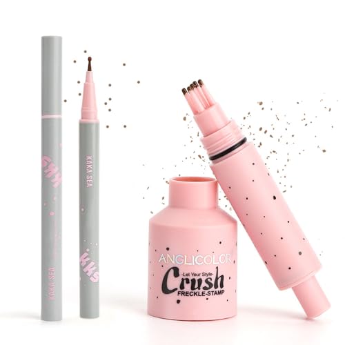 FIDWALL Freckle Pen & Freckle Stamp, Waterproof Long Lasting Freckles Makeup Kit with Fake Freckles Pen and 5-Point Stamp, Easy Henna Freckles Style Tool for Natural Sun-kissed Look (01#Light)