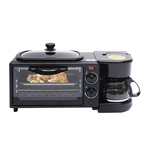 ROMYIX Máquina de desayuno 3 en 1, tostadora de 9 l, horno eléctrico, cafetera, horno de pizza Cover