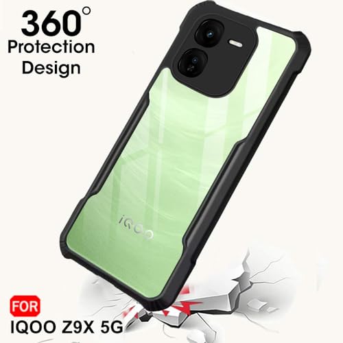TheGiftKart Shockproof Crystal Clear Back Cover Case for iQOO Z9X 5G | 360 Degree Protection | Protective Design | Transparent Back Cover Case for iQOO Z9X 5G (PC & TPU, Black Bumper) 4