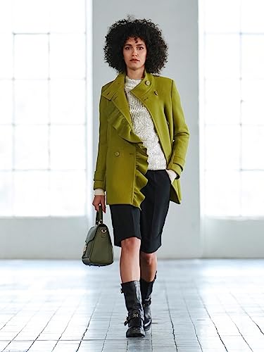 Sac en cuir teinté vert militaire au design unique signé - 2