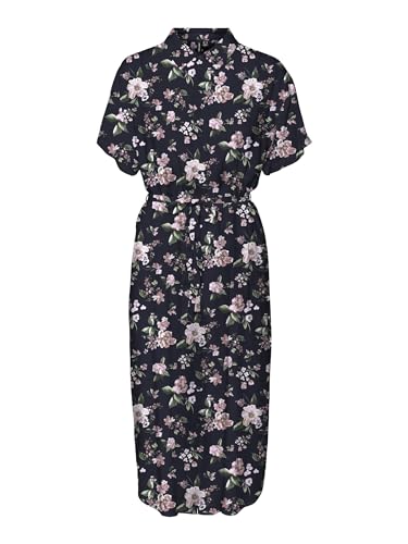VERO MODA Damen Vmbumpy Calf Shirt Dress Noos Kleid, Navy Blazer/AOP:Big...