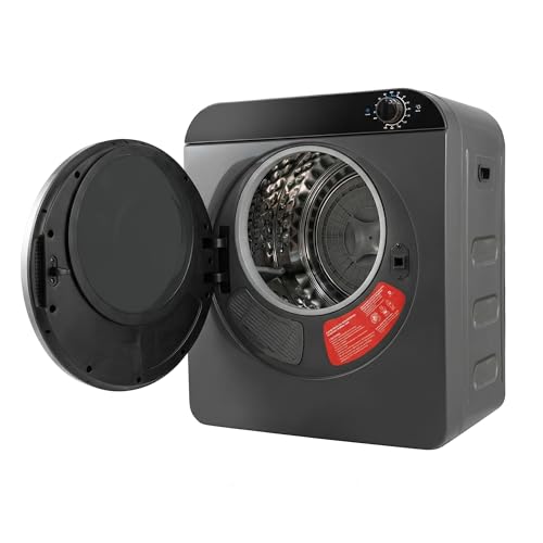 ECLIVON Secadora de Evacuación 5 kg, 4 Programas, Carga Frontal Secadora de Ropa 830 W, Montable en la Pared Secadora de Ropa con Tambor Inox, para Piso, Casa, Mobil Home, 59,5x49,5x42 cm, Negro