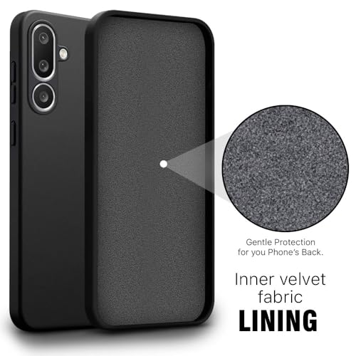 Image of WOW IMAGINE Back Cover for Samsung Galaxy M56 5G | Galaxy F56 5G | Ultra Slim Soft Rubberised Case | Inner Velvet Fabric | Matte Silicone Flexible Mobile Case | Camera Protection - Black