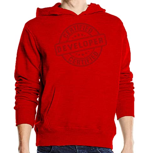 Sweat à capuche web developer rouge en coton mélangé pour programmeurs