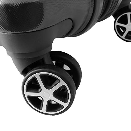 MALA DE VIAGEM GRANDE EXPANSIVEL EM ABS IKA FLEX, CADEADO TSA EMBUTIDO, RODAS DUPLAS 360 PRETA