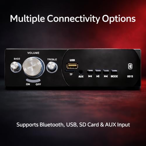 Image of Double IC High Power Car Stereo with LCD & Remote Control | Universal Fit MP3 Player -Bluetooth, USB, AUX, FM Radio, SD Card | Built-in Equalizer for Bass & Treble Control | Black-Grey (0015)