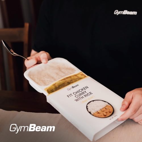 GymBeam FIT Fertigmahlzeit Hähnchen Curry mit Reis - Vollwertige Mahlzeit, hoher Proteingehalt, saftige Hähnchenfilets, mit Kokosmilch und Gemüse, einfach Zuzubereiten, ideal fürs Reisen, 420 g