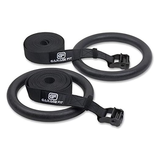 Garage Fit Gymnastic Rings - Premium Heavy Duty Gym Rings with Buckles and Straps for Cross Training, Gymnastics, Fitness, Exercise Rings (Black)