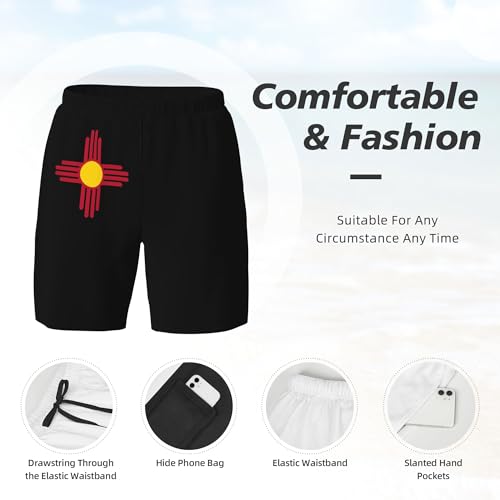 Mens Swim Trunks with Compression Liner Beach Board Shorts Quick Dry Swim Shorts -New Mexico State flag4