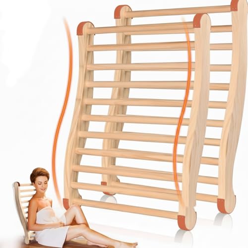 Upgraded Wood Sauna Backrest Infrared with Ergonomic S-Curve 2pcs, Larger 23'x18', Non-Slip/Toxic...