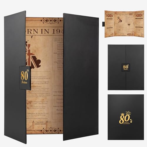 Alowor Born in 1945 UK Vintage Tri-Fold Birthday Poster, 80th Birthday Gift for Men/Women, Dual-Fold Childhood/Teen Memories Card Newspaper with Retro Party Decorations, Perfect Home Decor