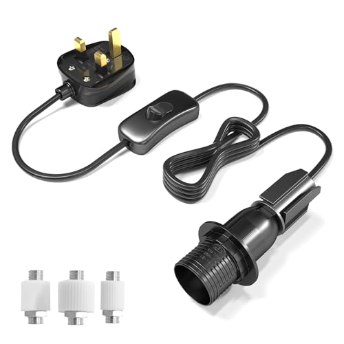 Klarlight DIY Bottle Light Kit E14 Bottle Lamp Adaptor Kit 60W E14 Bottle Lamp Holder Adaptor Cable in-Line Switch Wine Bottle Top Black Light Fittings for Lamp Electric