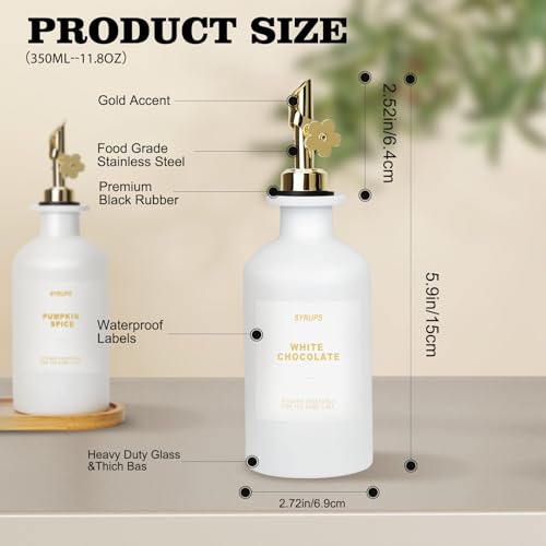 sunal Olive Oil Dispenser Bottles with Tray,Set of 2 Olive Oil Dispenser for Kitchen,350ml/11.8 oz Glass Oil and Vinegar Dispenser Set with Weighted Pourer and Waterproof Label&Silicone Funnel,White - Image 4