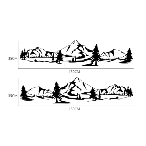 Image of 59 inch Mountain Forest Graphic Car Sticker for SUV Off-Road Truck Camper Transporter Decoration Body Side Door Universal Waterproof Vinyl Decal Accessories (2PCS) (Black)