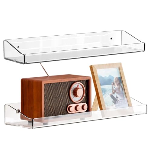 Bsbkoj Estantes de almacenamiento, organizador transparente, estante de 15.2 x 4.2 x 2 pulgadas con construcción elegante, almacenamiento de pared invisible, estantería moderna con estilo, herramienta