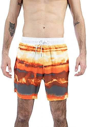 Spyder Men's Standard 7" Tie-Dye Volley Swim Trunks, Orange, XXL
