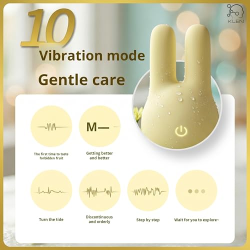 Image of KLEN Women Body Massager Machine for Stress Relief Portable Electric Dual Node Mini Massager Device with Soft Silicone Head Cordless Handheld Waterproof Rechargeable Vibration Wellness Self Care Tool (Yellow)