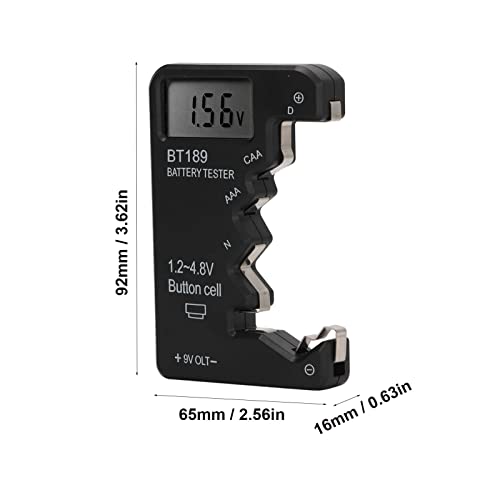 Tester Baterii, Wyświetlacz LCD Uniwersalny Kontroler Baterii do Baterii AA AAA 6F22 9V 1,5V, Tester Baterii do Baterii Domowych - Smal Electrical Equipment (Czarny)