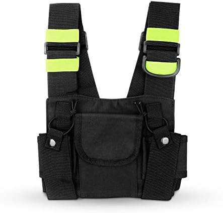 Universal Radio Chest Harness Bag Pocket Pack Holster for Two Way Radio Walkie Talkie, Rescue Essential for Men Women Hiking Camping (Green)