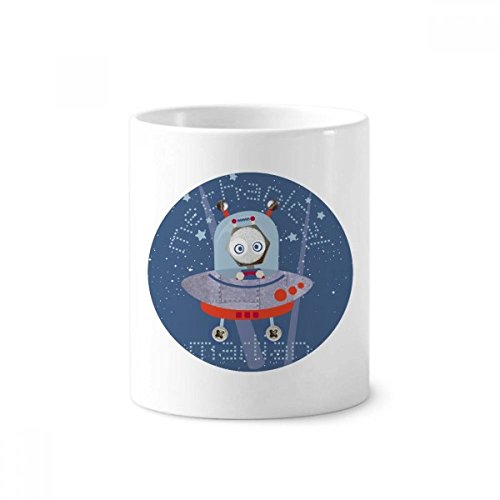 Brosse à dents et stylo tasse en céramique blanche espace alien 12 oz