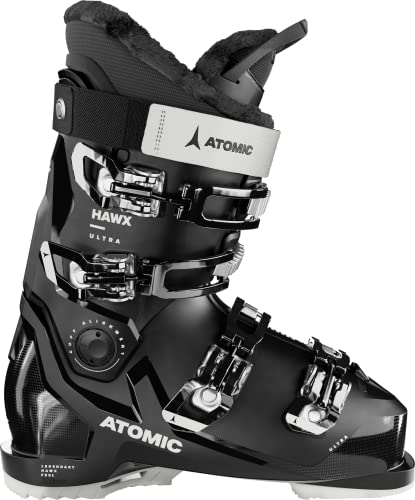 ATOMIC HAWX ULTRA W - Botas de esquí, talla 25/25,5, para mujer, en negro y blanco, con tobillo y talón 3D para un ajuste preciso, horma estrecha de 98 mm
