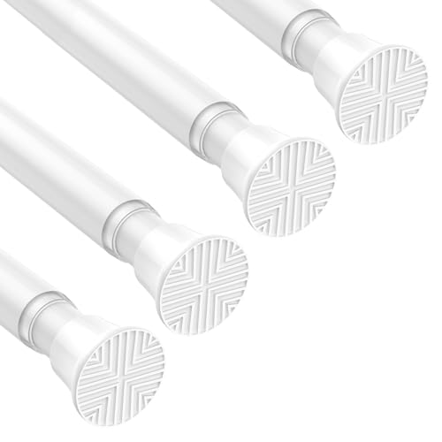 4Pack Tension Curtain Rods 18 to 36 Inch,Adjustable White Short