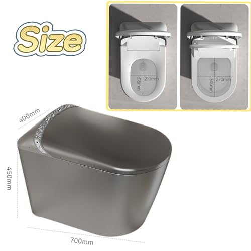 SouNor inodoro inteligente 12" con bidé y secador de agua tibia, moderno sin tanque, una pieza, automático, ADA, alargado, para baños, flujo automático, gris miniatura 6
