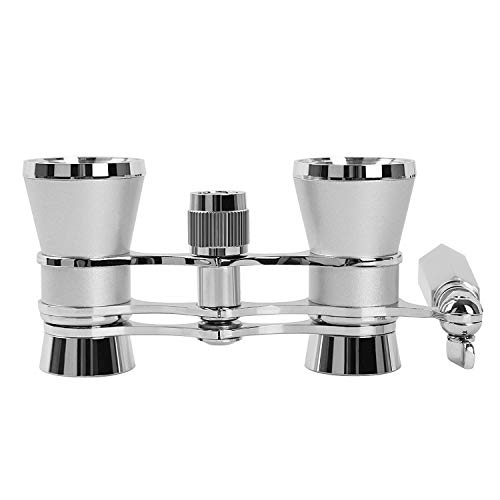 Kingscope 3X25 Vintage Opera Glasses Binoculars for Theater Musical Concert (Lorgnette, Silver, with Handle)