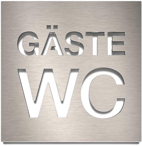 Edelstahl WC-Schild Gäste - selbstklebend & pflegeleicht - Design Toiletten-Schild W-08-E