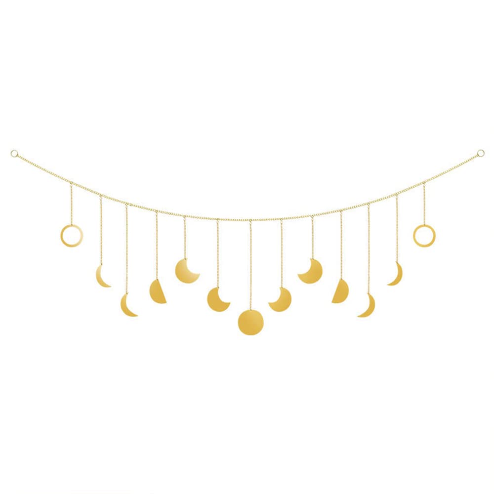 CENPEK Moon Boho Phase Wall Hanging Garland Hanging Ornaments Hang Art Room Decor Boho Room for Bedroom Wedding Home Office Nursery Dorm Decor (Gold)