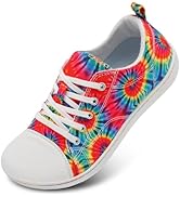 QFH Women Canvas Sneakers Shoes Flat Casual Walking Shoes Wide Toe Box Lace Up Tennis Shoes Non S...