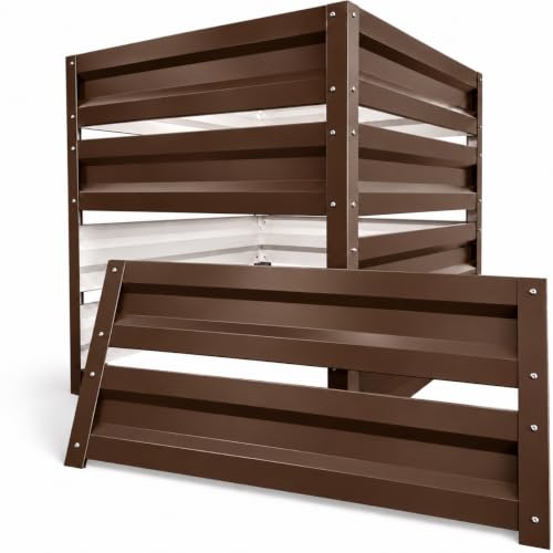 Botanic Compostiera in metallo, 1000 l, XXL, compostiera da giardino in acciaio zincato, con sportello di estrazione, marrone, 100 x 100 x 100 cm, per rifiuti da giardino e rifiuti biologici