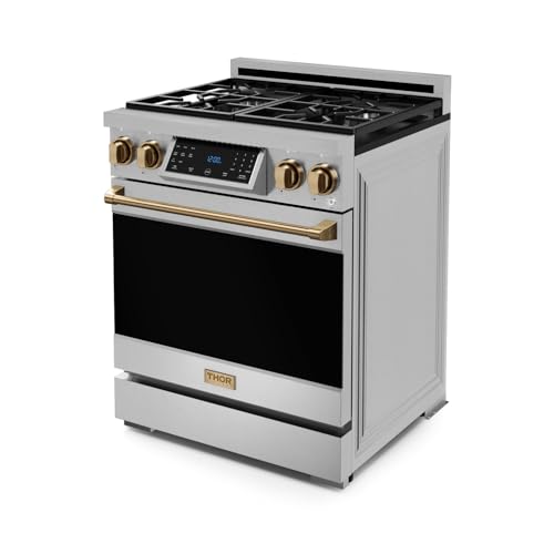 Image of Gordon Ramsay by THOR Kitchen 30 Inch Professional Gas Range with Tilt Panel Touch Control in Stainless Steel /Bronze
