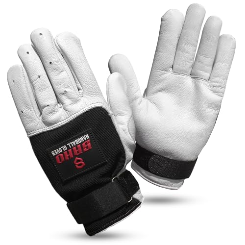 Handball Gloves Unpadded Premium Leather with Wrist Strap (Pair,Small)