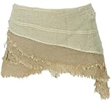 GURU SHOP Goa Cacheur in Natürlichem Look, Minirock, Wickelrock Gürtel - Beige, Damen, Size:L