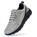 FitVille Wide Fit Hiking Trekking Trainers Breathable Trail Running Shoes for Men Arch Support Sneakers, Silver Gray, 11, X-Wide