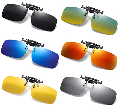 Image of Clip on Flip up Polarized Lens For Prescription Glasses UV Protection Sunglasses (Clear lenses not Polarized)